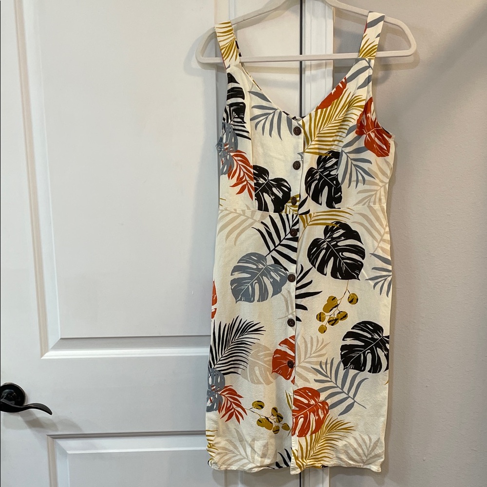 Tropical Print Button-Down Dress